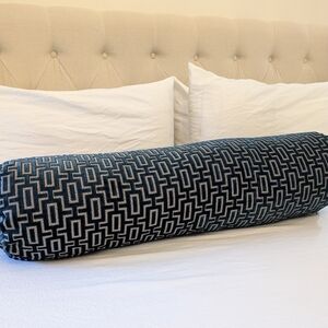 Handmade geometric woven bolster pillow